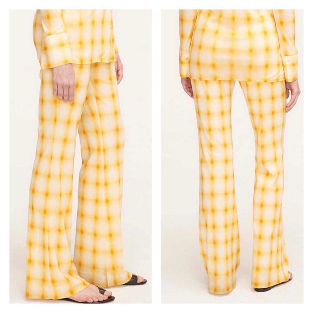 REBECCA TAYLOR Yellow & White Ombré Plaid Drawstring Pants